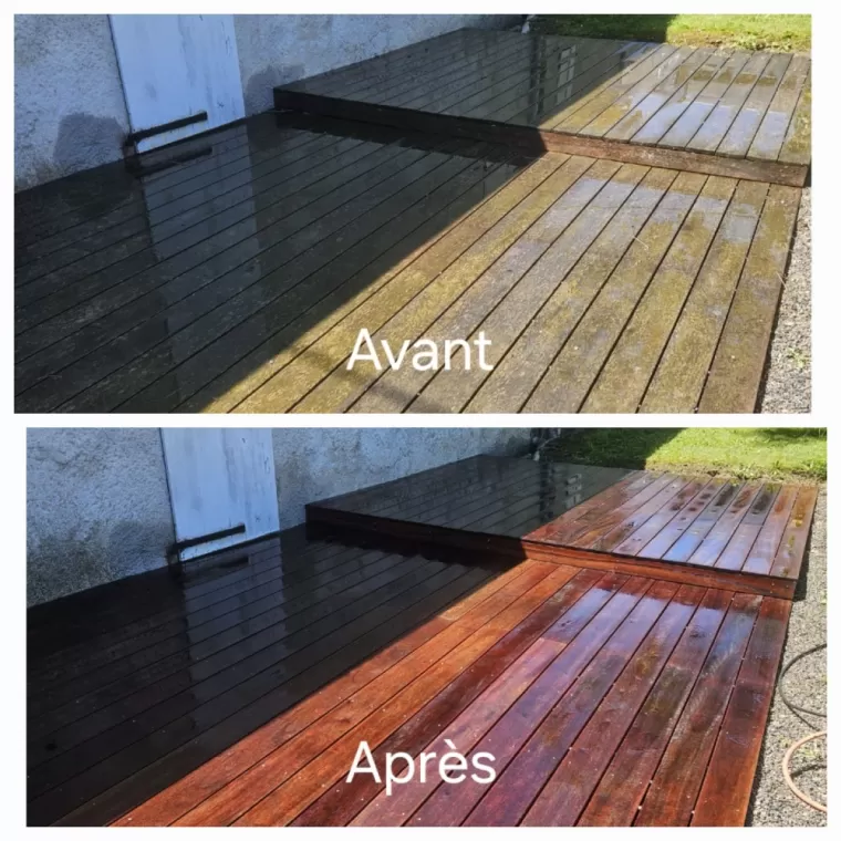 Nettoyage d'une terrasse en bois à Avezac , Lannemezan, Maison Services et Compagnie