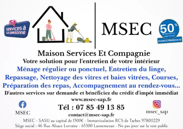 Maison Services Et Compagnie prestataire de services à la personne à Lannemezan et bénéficier du crédit d'impôt immédiat