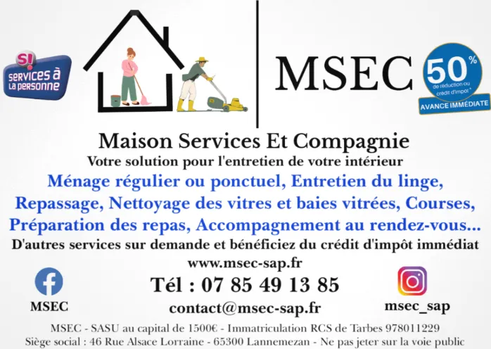 Entreprise de services à la personne à Saint-Gaudens pour l'entretien de votre domicile avec crédit d'impôt immédiat, Lannemezan, Maison Services et Compagnie