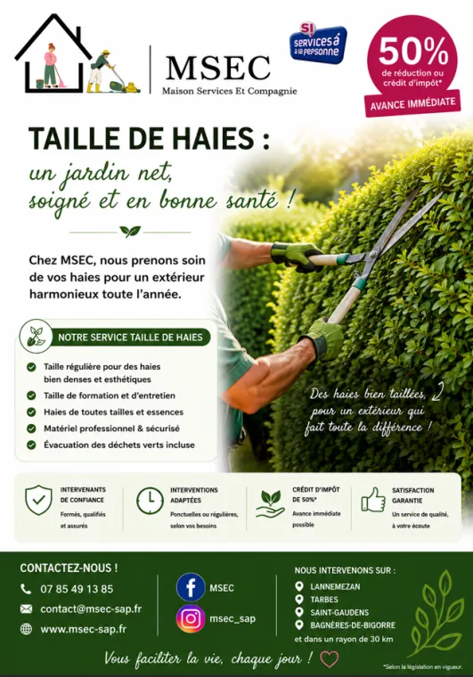 Combien coute la taille d'une haie à Tournay par un jardinier ?, Lannemezan, Maison Services et Compagnie