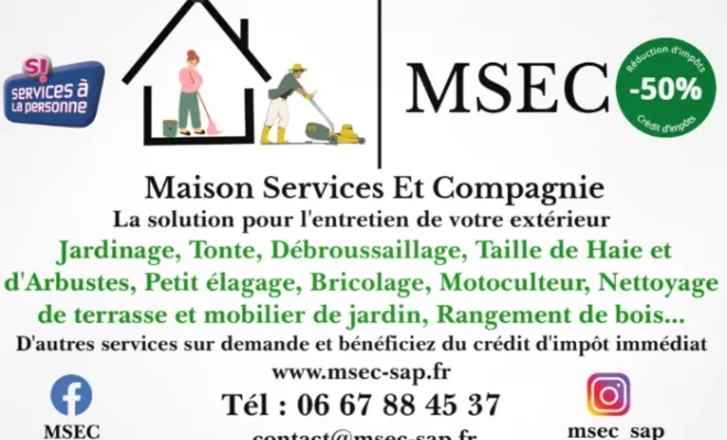 50% d'avance immédiate à Tarbes pour vos prestations de jardinage, Lannemezan, Maison Services et Compagnie