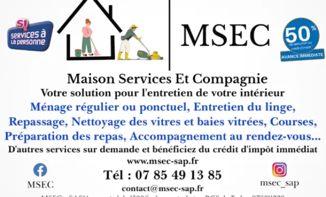 Entreprise de ménage à Tarbes avec crédit d'impôt immédiat, Lannemezan, Maison Services et Compagnie
